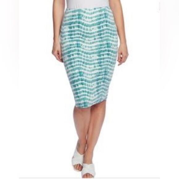 Vince Camuto Mosaic Seas Teal Stripe Ponte Skirt size Small NWOT - Picture 1 of 9